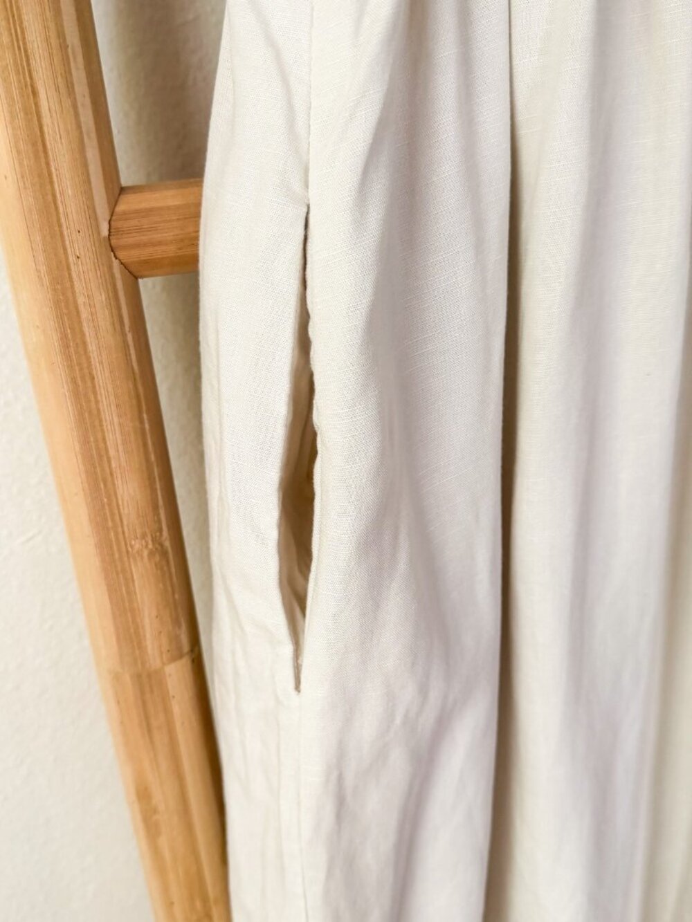 Zara Linen Cream Ivory Midi Dress Size XS Beige Minimalist Slip Sundress - Picture 9 of 10
